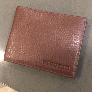 Giorgio Armani Brown Pebble Leather Wallet